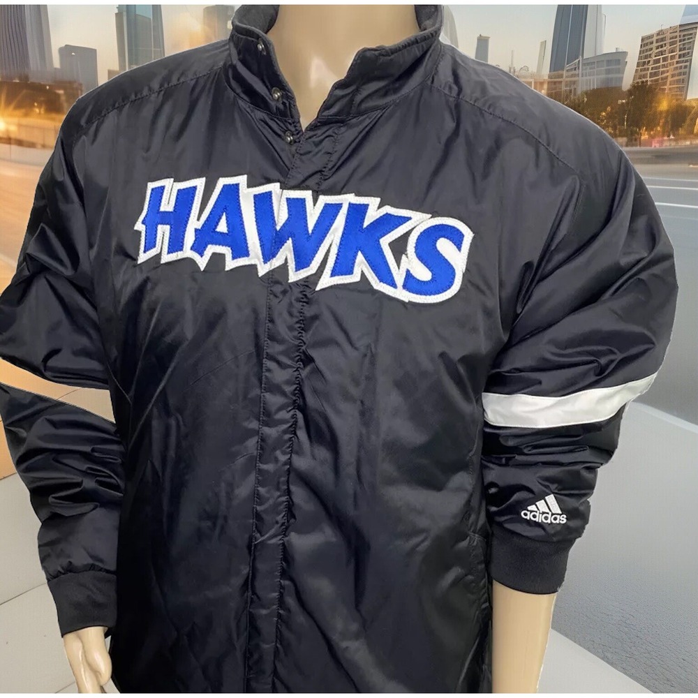 Vintage Atlanta Hawks Jacket Men Sz XL Adidas Puffer Bomber Embroidered 90s RARE
